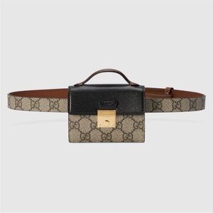 Gucci Black and Brown Monogram Belt Bag